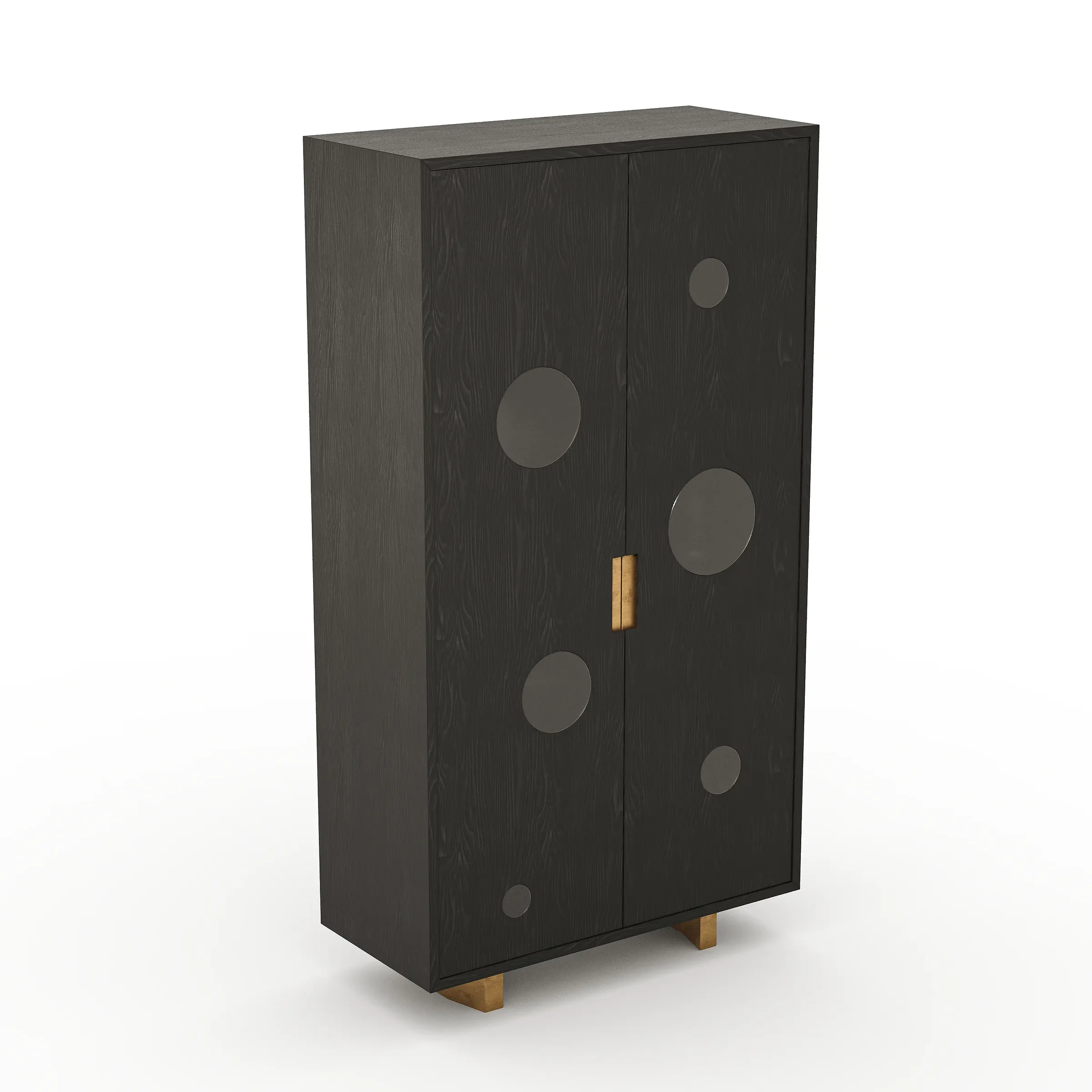 Noir Bar Cabinet in stained oak and stainless steel